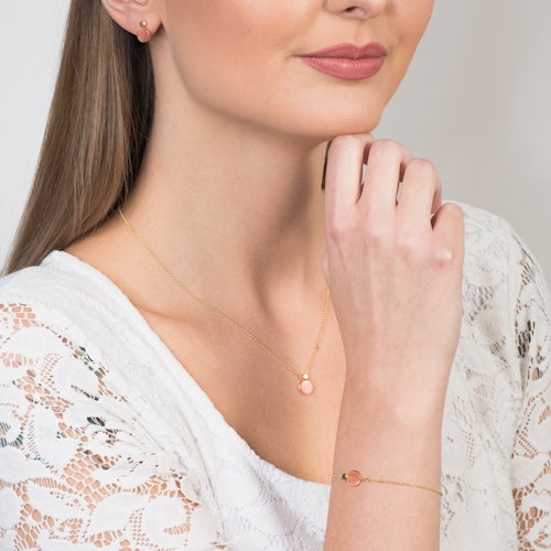 Bransoletka Savicki: srebrna pozłacana, różowe kocie oko